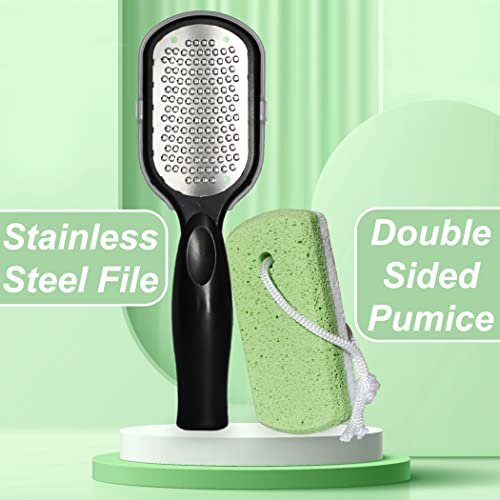 Dr. Entre's Hornhautentferner-Gel-Set für die Füße: Fußfeile, Bimsstein, 5 Paar Handschuhe für Gelauftrag, Spa-Kit, Fußpflege, Pediküre-Werkzeuge, Schrubber, 237 ml