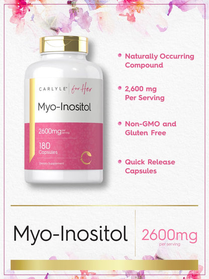 Carlyle Myo-Inositol 2600 mg | 180 Kapseln | Hochdosiertes Nahrungsergänzungsmittel | Non-GMO, Glutenfrei