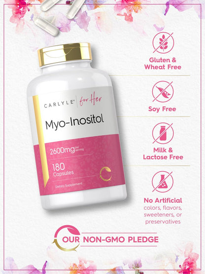 Carlyle Myo-Inositol 2600 mg | 180 Kapseln | Hochdosiertes Nahrungsergänzungsmittel | Non-GMO, Glutenfrei