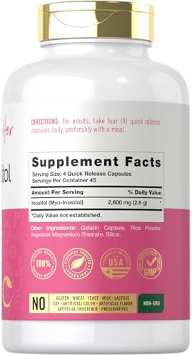 Carlyle Myo-Inositol 2600 mg | 180 Kapseln | Hochdosiertes Nahrungsergänzungsmittel | Non-GMO, Glutenfrei