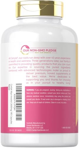 Carlyle Myo-Inositol 2600 mg | 180 Kapseln | Hochdosiertes Nahrungsergänzungsmittel | Non-GMO, Glutenfrei