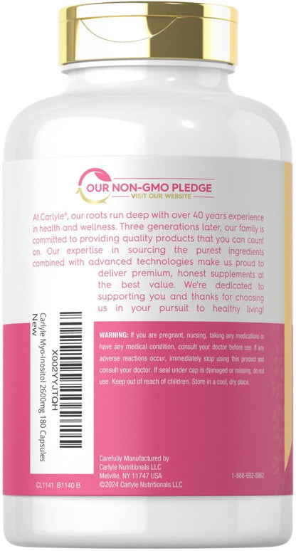 Carlyle Myo-Inositol 2600 mg | 180 Kapseln | Hochdosiertes Nahrungsergänzungsmittel | Non-GMO, Glutenfrei
