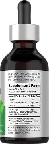 Horbäach Liquid Chlorophyll Drops | 2 fl oz | Natürlicher Pfefferminzgeschmack | Vegan, Nicht-GVO & Glutenfrei