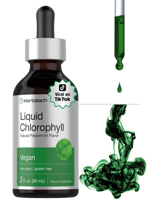 Horbäach Liquid Chlorophyll Drops | 2 fl oz | Natürlicher Pfefferminzgeschmack | Vegan, Nicht-GVO & Glutenfrei