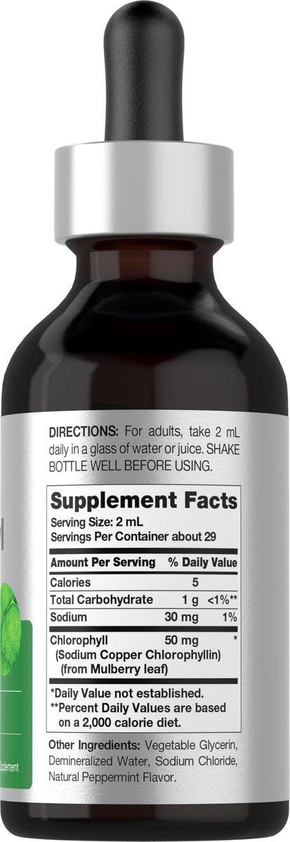 Horbäach Liquid Chlorophyll Drops | 2 fl oz | Natürlicher Pfefferminzgeschmack | Vegan, Nicht-GVO & Glutenfrei
