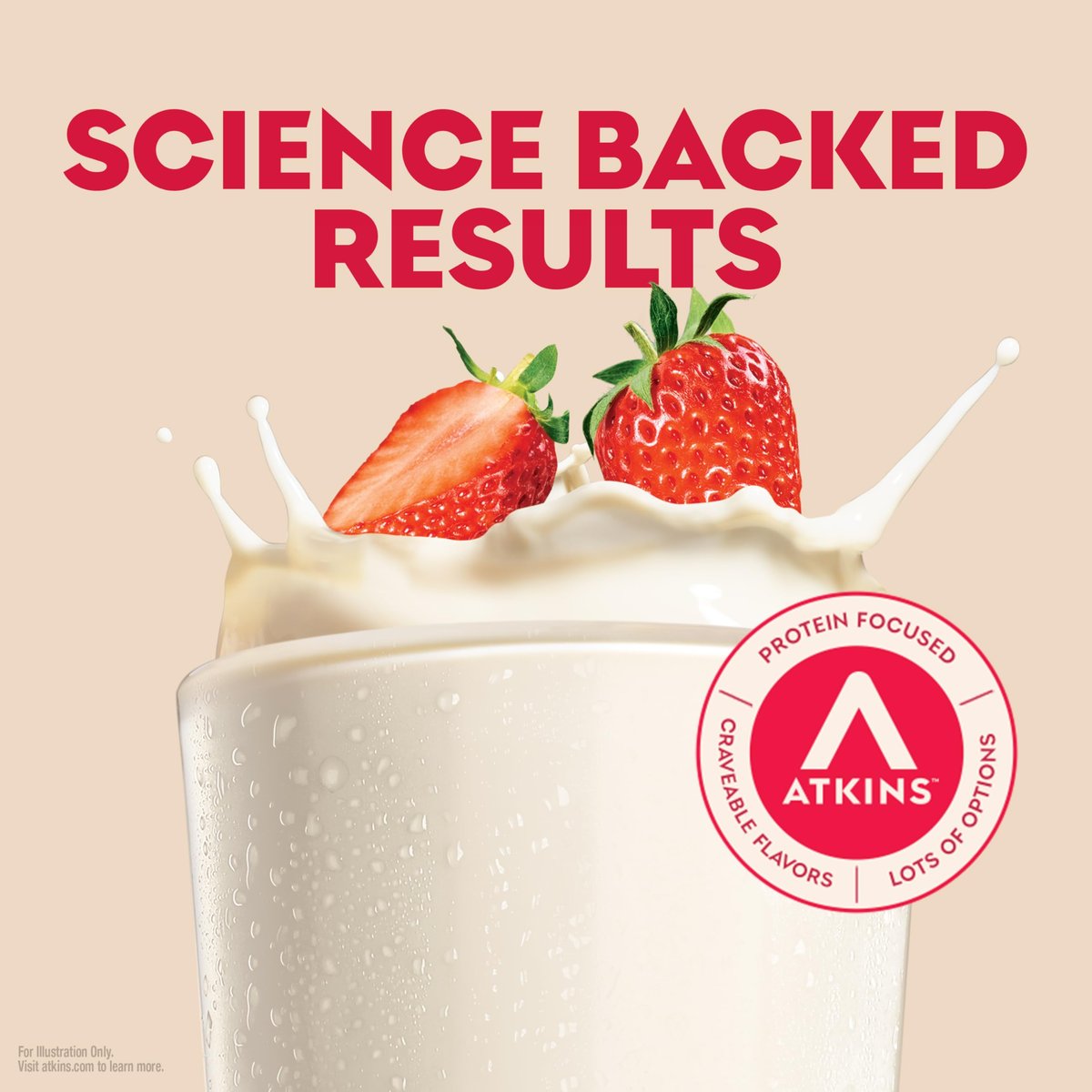 Atkins Erdbeer-Proteinshake – Hoher Proteingehalt, wenig Zucker, kohlenhydratarm, keto-freundlich, glutenfrei, 12er-Pack (330 ml pro Flasche)