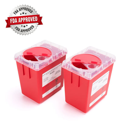Alcedo Sharps Container 2 Quart (3er-Pack) – Medizinischer Behälter für Nadeln und Spritzen, Biohazard, Rot