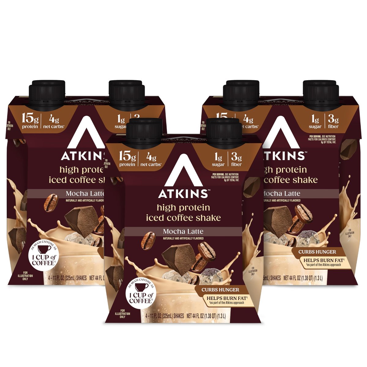 Atkins Mokka Latte Eiskaffee Protein Shake – 12er-Pack, kohlenhydratarm, zuckerarm, keto-freundlich