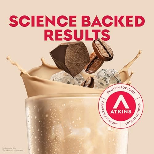 Atkins Mokka Latte Eiskaffee Protein Shake – 12er-Pack, kohlenhydratarm, zuckerarm, keto-freundlich
