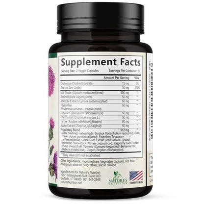 Liver Cleanse Detox & Repair Formula – 20-in-1 Fortschrittliche Leberunterstützung mit Mariendistel, Löwenzahnwurzel, Artischockenextrakt, Kurkuma, Cholin & Rote Bete – 120 vegane Kapseln