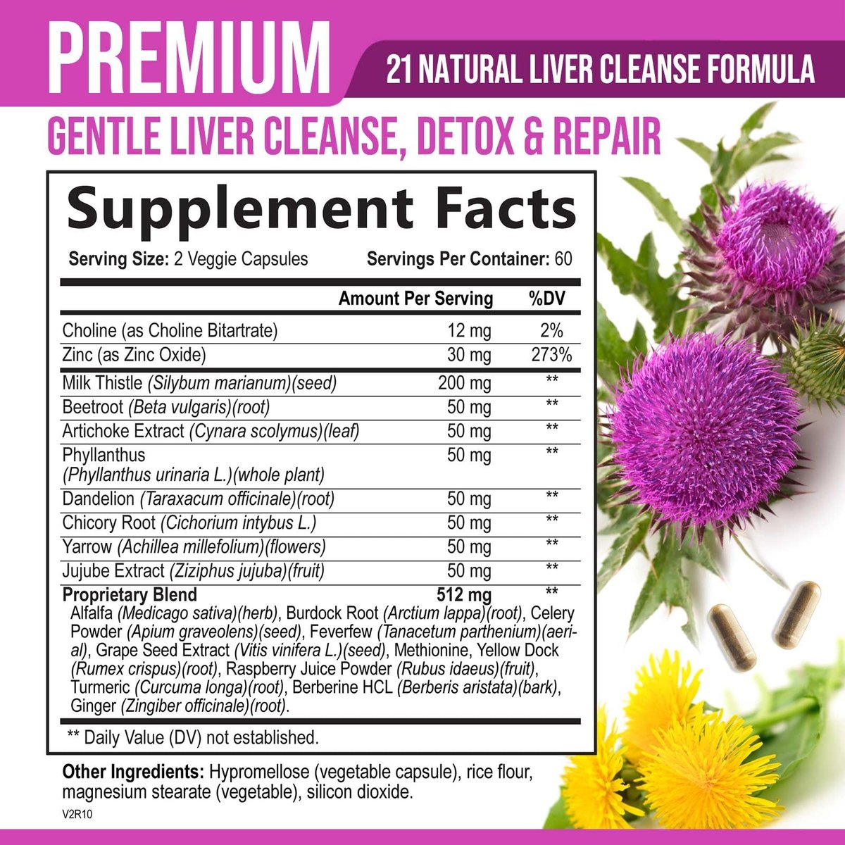 Liver Cleanse Detox & Repair Formula – 20-in-1 Fortschrittliche Leberunterstützung mit Mariendistel, Löwenzahnwurzel, Artischockenextrakt, Kurkuma, Cholin & Rote Bete – 120 vegane Kapseln