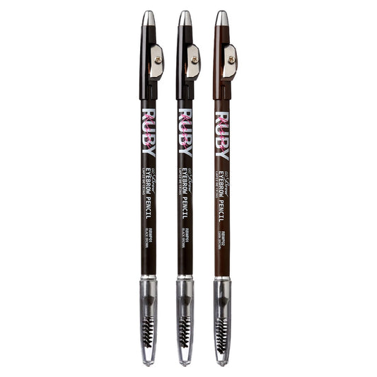 Ruby Kisses GoBrow Augenbrauenstift, nachspitzbar, lang anhaltend, natürlich wirkende Brauen, 3er Pack (Dunkelbraun)
