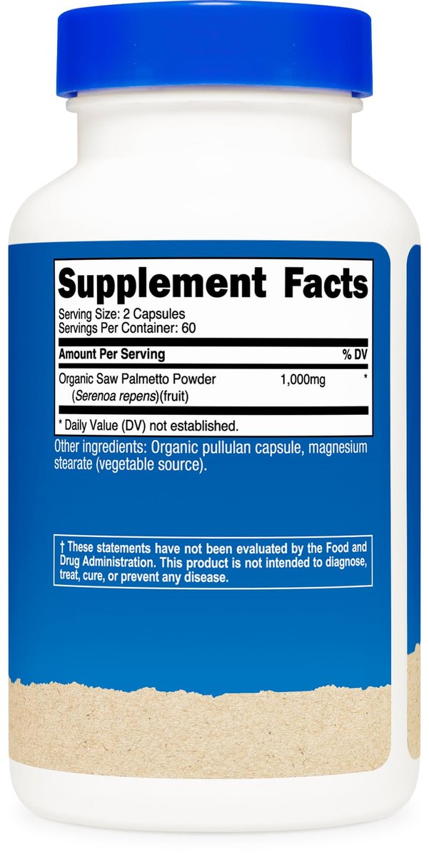 Nutricost Sägepalme 1000mg, 120 Kapseln – CCOF-zertifiziert aus Bio-Sägepalme, vegetarisch, 60 Portionen, 500mg pro Kapsel, glutenfrei