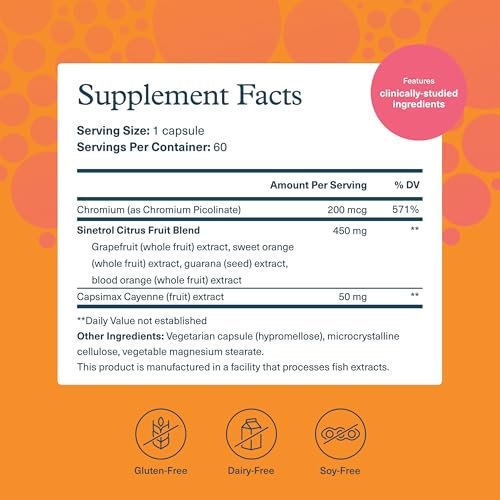 Youtheory Täglicher Fatburner – Unterstützt Körperzusammensetzung & Stoffwechsel – mit Zitrusfruchtmischung, Chrom & Cayenne-Extrakt – Gluten-, Soja- & Milchfrei – 60 vegane Kapseln