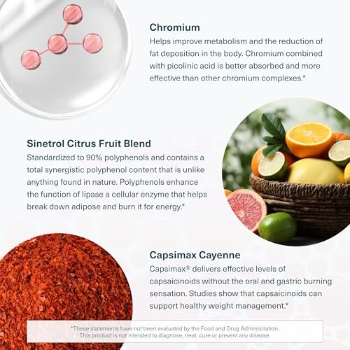 Youtheory Täglicher Fatburner – Unterstützt Körperzusammensetzung & Stoffwechsel – mit Zitrusfruchtmischung, Chrom & Cayenne-Extrakt – Gluten-, Soja- & Milchfrei – 60 vegane Kapseln