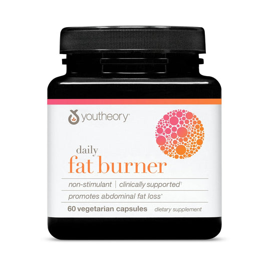 Youtheory Täglicher Fatburner – Unterstützt Körperzusammensetzung & Stoffwechsel – mit Zitrusfruchtmischung, Chrom & Cayenne-Extrakt – Gluten-, Soja- & Milchfrei – 60 vegane Kapseln