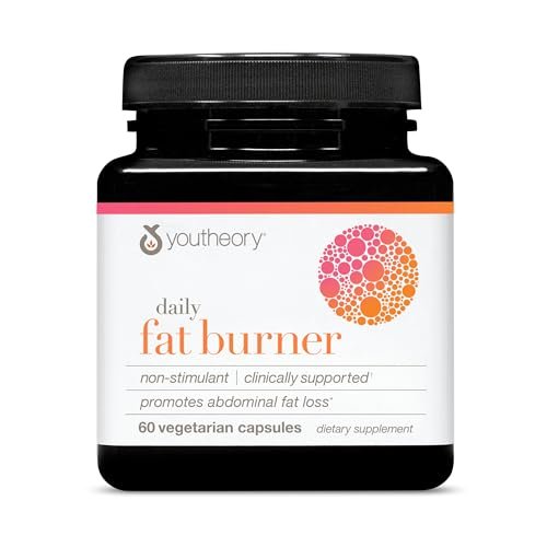 Youtheory Täglicher Fatburner – Unterstützt Körperzusammensetzung & Stoffwechsel – mit Zitrusfruchtmischung, Chrom & Cayenne-Extrakt – Gluten-, Soja- & Milchfrei – 60 vegane Kapseln