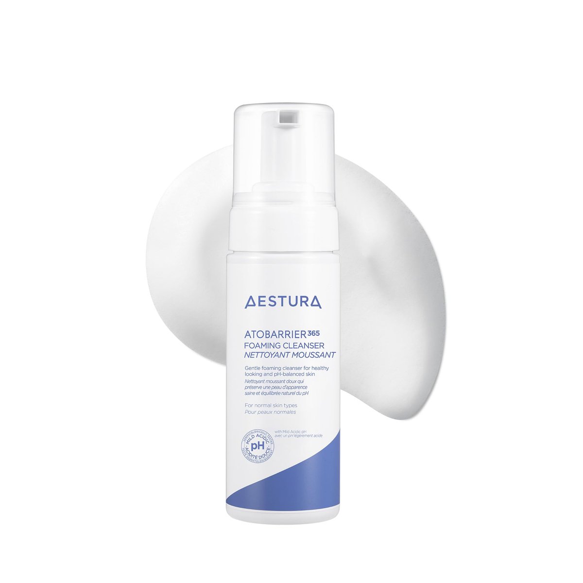 AESTURA ATOBARRIER365 Sanfter pH-ausgeglichener Schaumreiniger mit Ceramiden | Koreanisches Gesichtswasser zur Reparatur der Hautfeuchtigkeitsbarriere, feuchtigkeitsspendende Formel, geeignet für trockene Haut, 150 ml
