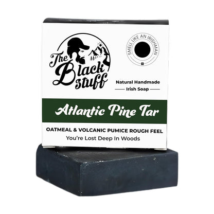 The Black Stuff Pine Tar Seife – handgefertigte Bio-Seife für Männer mit Kiefernteer, ätherischen Ölen & feuchtigkeitsspendenden Inhaltsstoffen