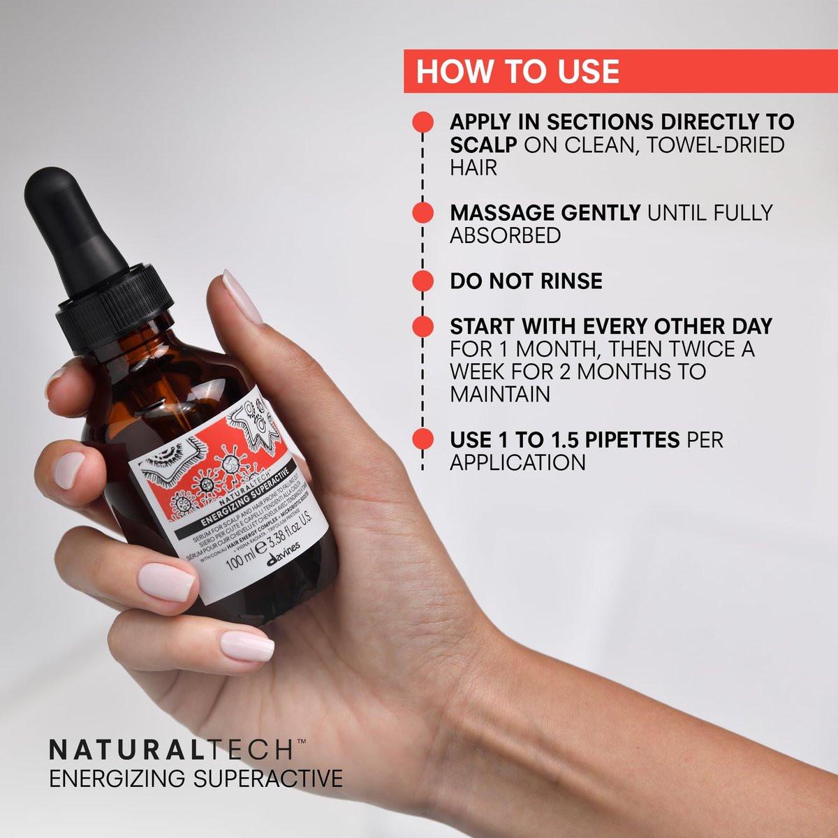 Davines Naturaltech Energizing Superactive Anytime – Stimulierendes & stärkendes Serum gegen Haarausfall und dünner werdendes Haar – mit Koffein und Phytoceuticals – Reisegröße, 100 ml