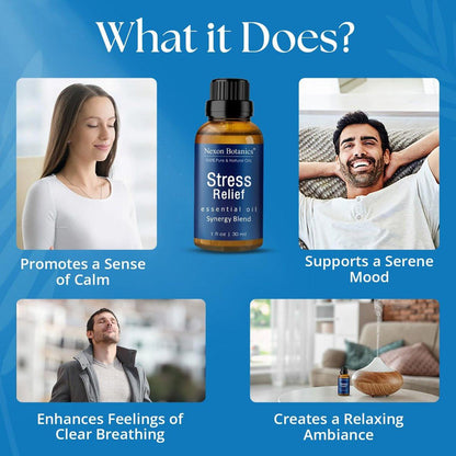 Stress Relief ätherisches Öl Blend 30 ml – Beruhigendes Öl für Diffuser & Aromatherapie – Fördert Entspannung & Ruhe – Nexon Botanics
