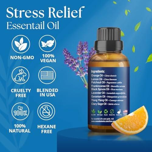 Stress Relief ätherisches Öl Blend 30 ml – Beruhigendes Öl für Diffuser & Aromatherapie – Fördert Entspannung & Ruhe – Nexon Botanics