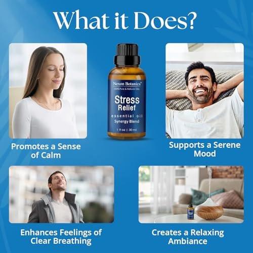 Stress Relief ätherisches Öl Blend 30 ml – Beruhigendes Öl für Diffuser & Aromatherapie – Fördert Entspannung & Ruhe – Nexon Botanics