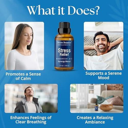 Stress Relief ätherisches Öl Blend 30 ml – Beruhigendes Öl für Diffuser & Aromatherapie – Fördert Entspannung & Ruhe – Nexon Botanics