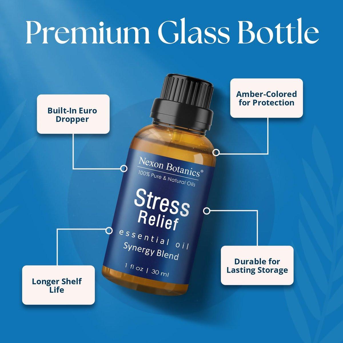 Stress Relief ätherisches Öl Blend 30 ml – Beruhigendes Öl für Diffuser & Aromatherapie – Fördert Entspannung & Ruhe – Nexon Botanics