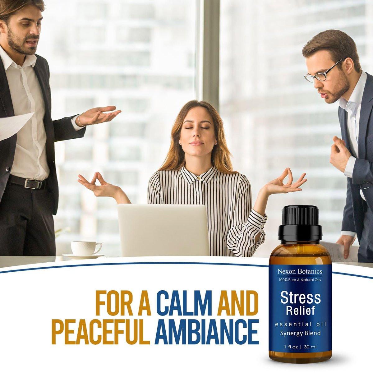 Stress Relief ätherisches Öl Blend 30 ml – Beruhigendes Öl für Diffuser & Aromatherapie – Fördert Entspannung & Ruhe – Nexon Botanics
