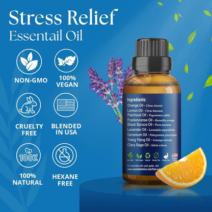 Stress Relief ätherisches Öl Blend 30 ml – Beruhigendes Öl für Diffuser & Aromatherapie – Fördert Entspannung & Ruhe – Nexon Botanics