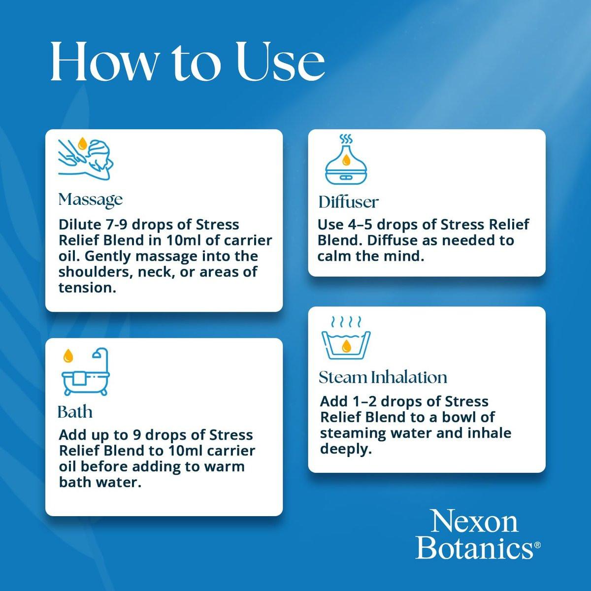 Stress Relief ätherisches Öl Blend 30 ml – Beruhigendes Öl für Diffuser & Aromatherapie – Fördert Entspannung & Ruhe – Nexon Botanics