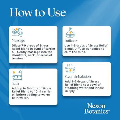 Stress Relief ätherisches Öl Blend 30 ml – Beruhigendes Öl für Diffuser & Aromatherapie – Fördert Entspannung & Ruhe – Nexon Botanics