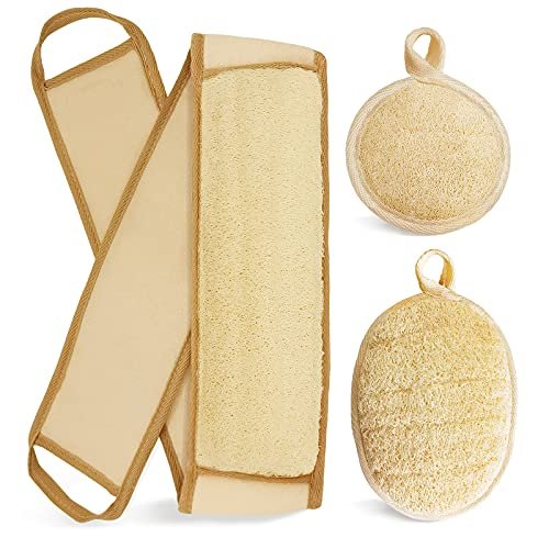 Natürlicher Loofah-Schwamm Rückenpeeling-Set – Reinigung für Haut und Gesicht mit Loofah-Pad, 3-teilig