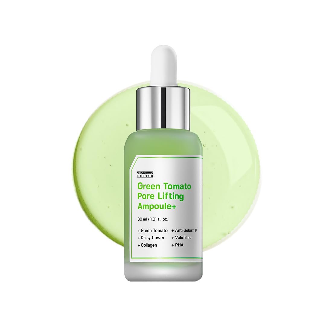 SUNGBOON EDITOR Green Tomato Pore Lifting Ampoule – Porenverkleinerndes Serum mit Niacinamid & Grüntomaten-Extrakt – Feuchtigkeitsspendende & straffende Pflege für empfindliche Haut – Koreanische Hautpflege