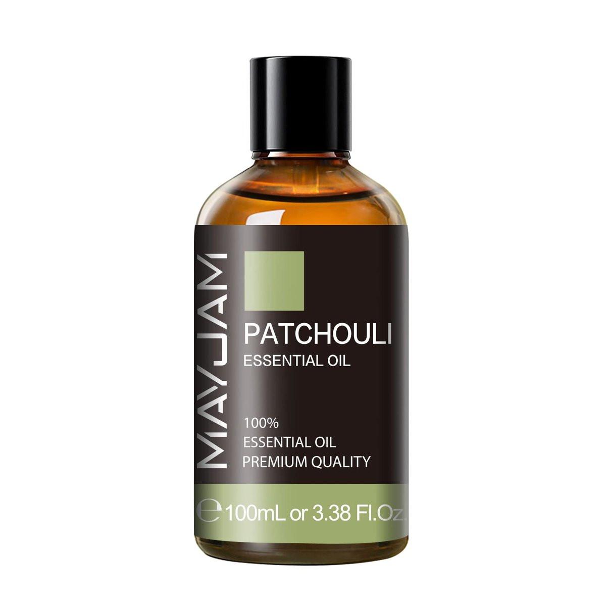 Patchouli ätherisches Öl, MAYJAM 100 ml - Für Aromatherapie-Diffuser, Yoga, Massage, Bad und Hautpflege