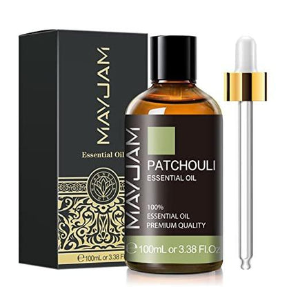 Patchouli ätherisches Öl, MAYJAM 100 ml - Für Aromatherapie-Diffuser, Yoga, Massage, Bad und Hautpflege