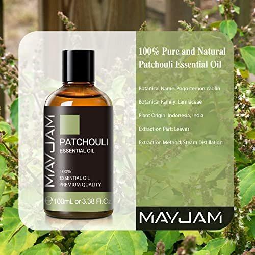 Patchouli ätherisches Öl, MAYJAM 100 ml - Für Aromatherapie-Diffuser, Yoga, Massage, Bad und Hautpflege