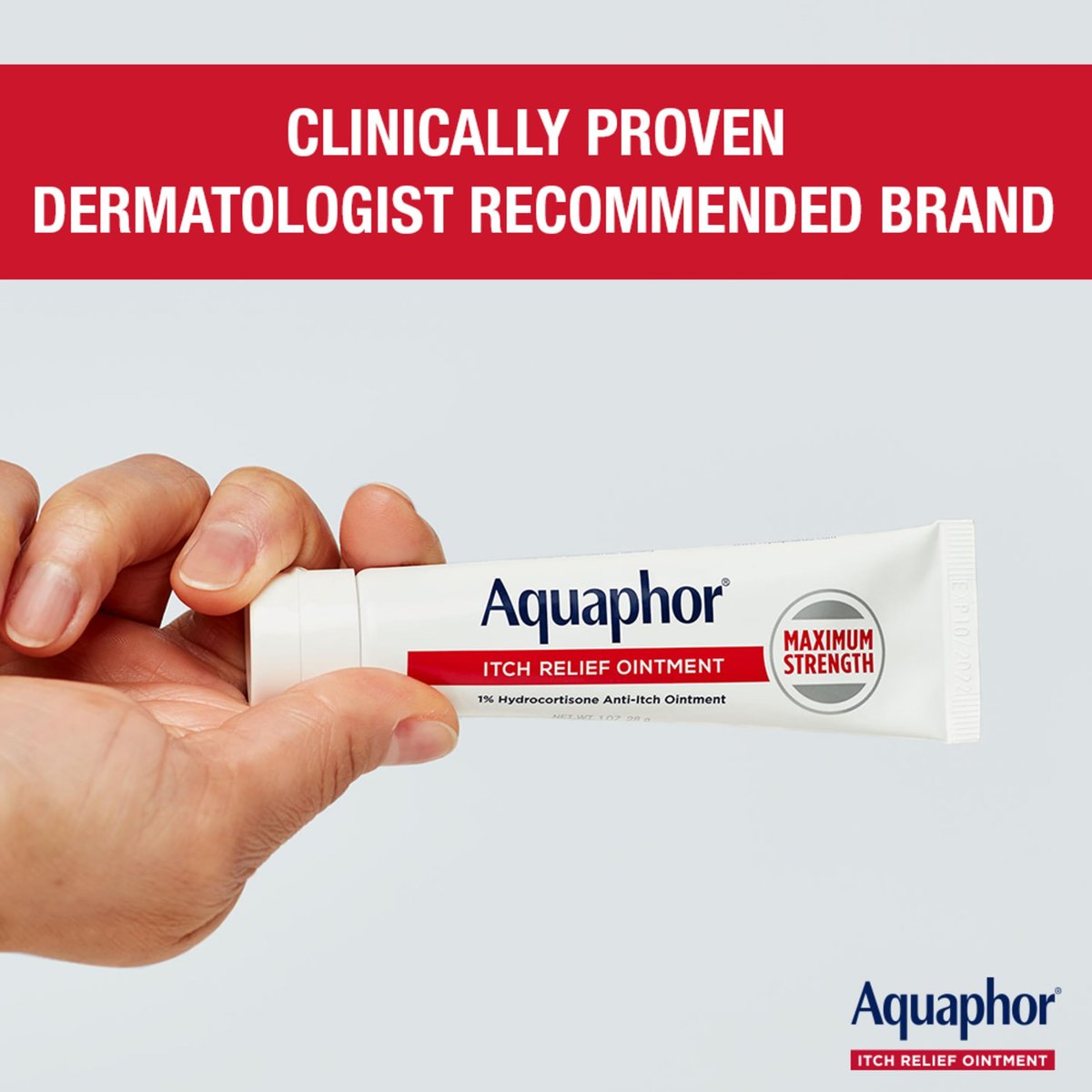 Aquaphor Juckreiz Lindernde Salbe, Maximale Stärke 1% Hydrocortison, Lindert Juckreiz bei Hautirritationen, Insektenstichen, Psoriasis, Hautausschlägen, Ekzemen und Gift-Efeu, 57 g