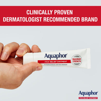 Aquaphor Juckreiz Lindernde Salbe, Maximale Stärke 1% Hydrocortison, Lindert Juckreiz bei Hautirritationen, Insektenstichen, Psoriasis, Hautausschlägen, Ekzemen und Gift-Efeu, 57 g