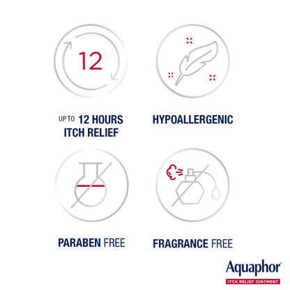 Aquaphor Juckreiz Lindernde Salbe, Maximale Stärke 1% Hydrocortison, Lindert Juckreiz bei Hautirritationen, Insektenstichen, Psoriasis, Hautausschlägen, Ekzemen und Gift-Efeu, 57 g