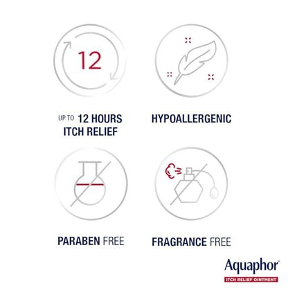 Aquaphor Juckreiz Lindernde Salbe, Maximale Stärke 1% Hydrocortison, Lindert Juckreiz bei Hautirritationen, Insektenstichen, Psoriasis, Hautausschlägen, Ekzemen und Gift-Efeu, 57 g