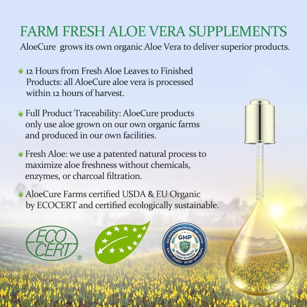 AloeCure Aloe Vera Kapseln – Mit Bio-Aloe Vera zur sanften Unterstützung der Darmgesundheit & Verdauung, Magensäure-Puffer, natürliches Immunsupplement, Aloin-frei, 30 Kapseln à 300 mg