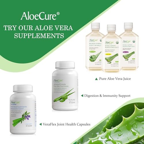 AloeCure Aloe Vera Kapseln – Mit Bio-Aloe Vera zur sanften Unterstützung der Darmgesundheit & Verdauung, Magensäure-Puffer, natürliches Immunsupplement, Aloin-frei, 30 Kapseln à 300 mg