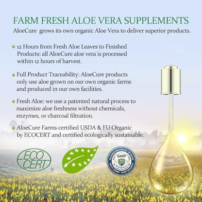 AloeCure Aloe Vera Kapseln – Mit Bio-Aloe Vera zur sanften Unterstützung der Darmgesundheit & Verdauung, Magensäure-Puffer, natürliches Immunsupplement, Aloin-frei, 30 Kapseln à 300 mg