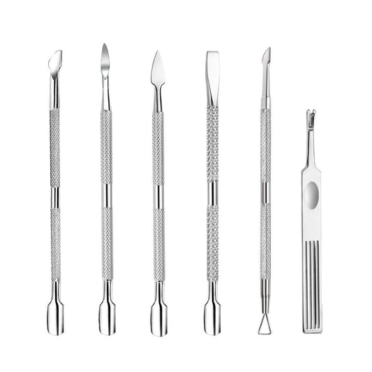 6-teiliges Nagelhautpflege-Set aus Edelstahl, Nagelhautentferner, Maniküre- und Pediküre-Werkzeuge für Fingernägel und Zehennägel