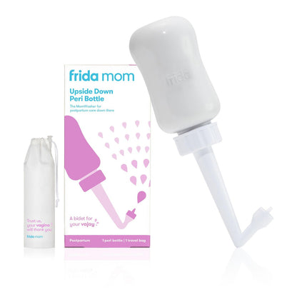 Frida Mom umgedrehter Peri-Flaschen-Sprüher – Perinealpflege & postpartale Erholung, tragbarer Reise-Bidet & Perinealreiniger mit Reisetasche, postpartales Essential, Grau