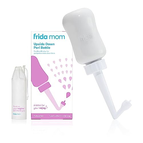 Frida Mom umgedrehter Peri-Flaschen-Sprüher – Perinealpflege & postpartale Erholung, tragbarer Reise-Bidet & Perinealreiniger mit Reisetasche, postpartales Essential, Grau