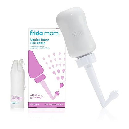 Frida Mom umgedrehter Peri-Flaschen-Sprüher – Perinealpflege & postpartale Erholung, tragbarer Reise-Bidet & Perinealreiniger mit Reisetasche, postpartales Essential, Grau