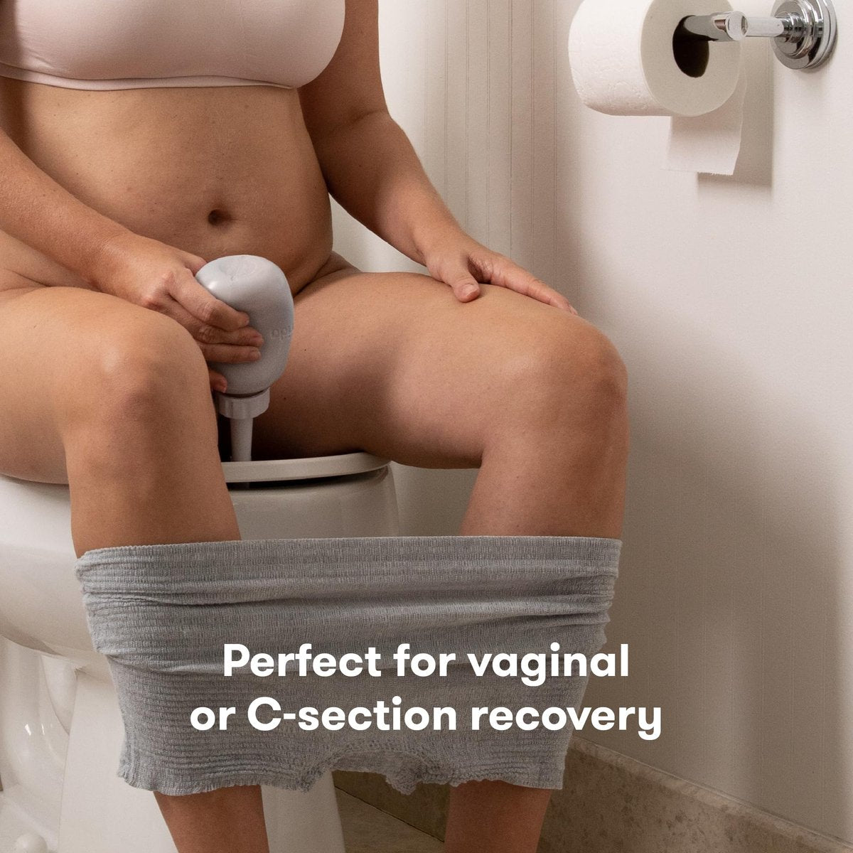 Frida Mom umgedrehter Peri-Flaschen-Sprüher – Perinealpflege & postpartale Erholung, tragbarer Reise-Bidet & Perinealreiniger mit Reisetasche, postpartales Essential, Grau